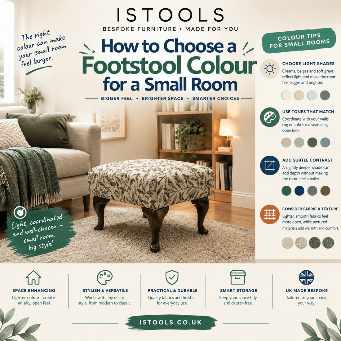HOW TO CHOOSE A FOOTSTOOL COLOUR FOR A SMALL ROOM - ISTOOLS