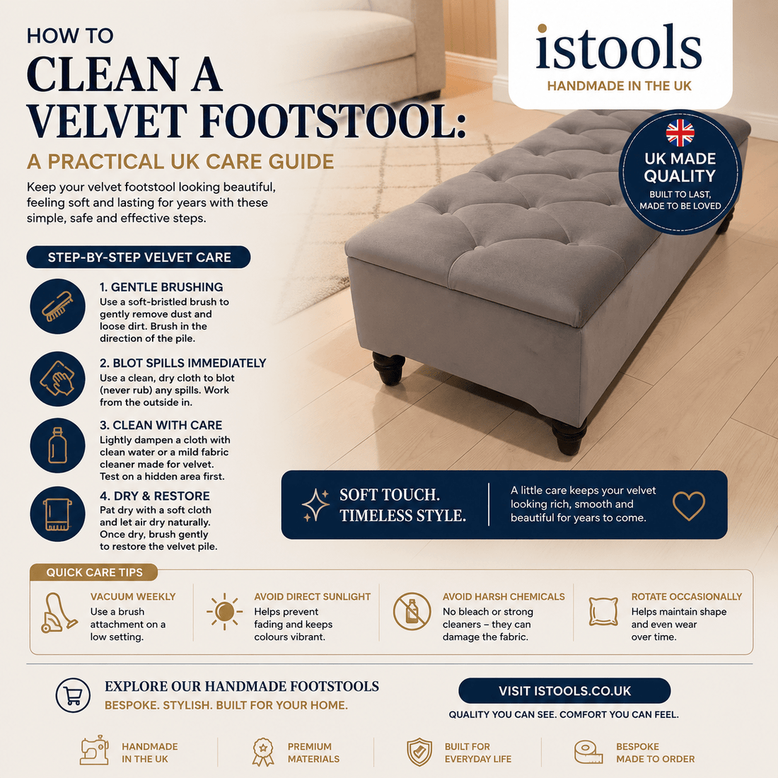 HOW TO CLEAN A VELVET FOOTSTOOL: A PRACTICAL UK CARE GUIDE - ISTOOLS