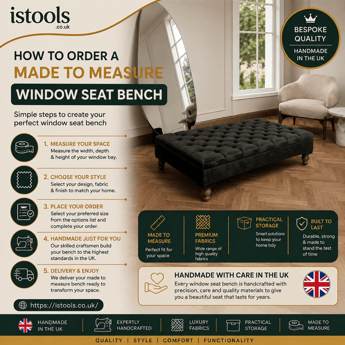 HOW TO ORDER A MADE TO MEASURE WINDOW SEAT BENCH - ISTOOLS