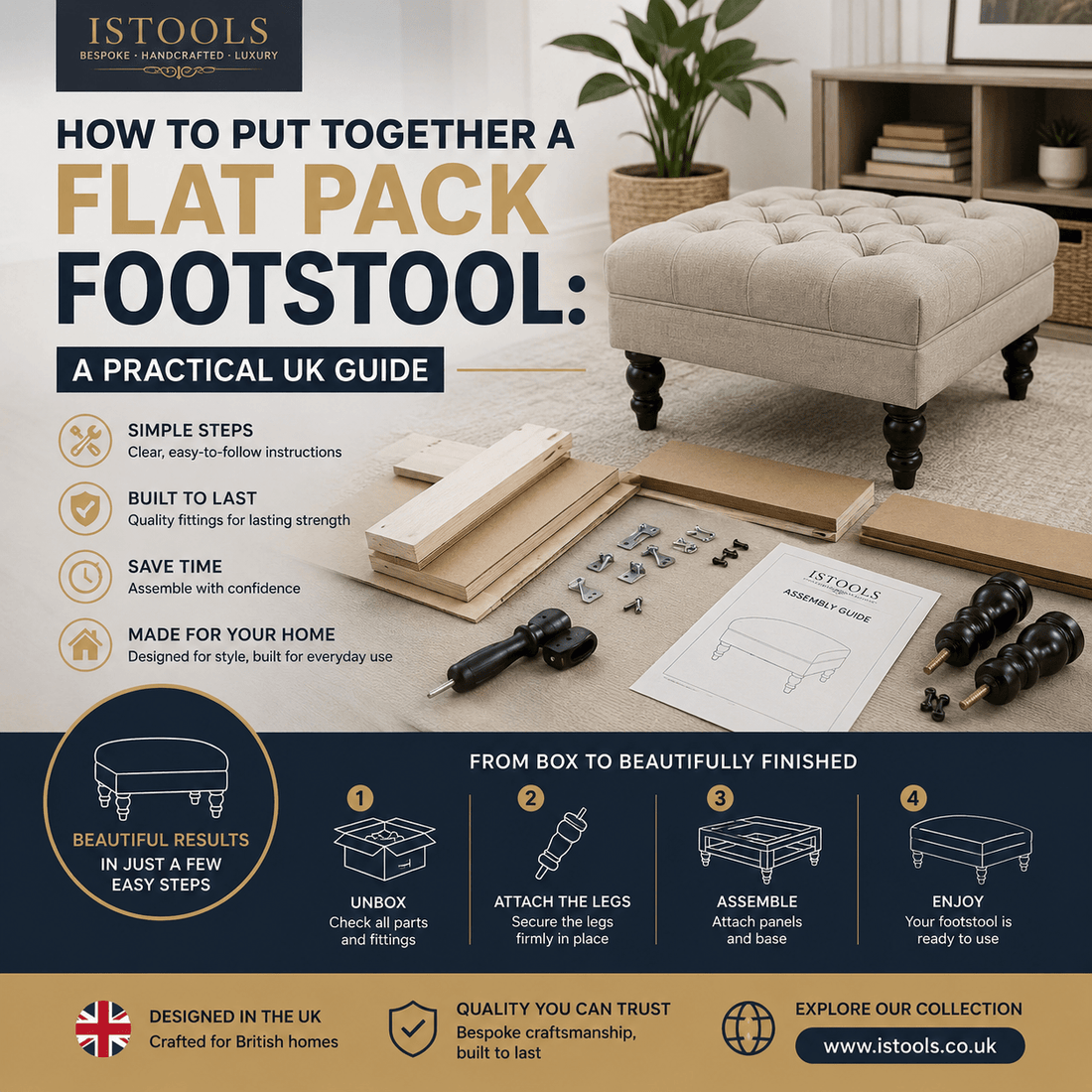 HOW TO PUT TOGETHER A FLAT PACK FOOTSTOOL: A PRACTICAL UK GUIDE - ISTOOLS