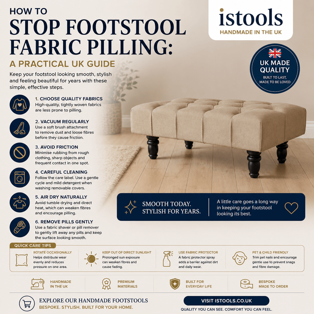 HOW TO STOP FOOTSTOOL FABRIC PILLING: A PRACTICAL UK GUIDE - ISTOOLS