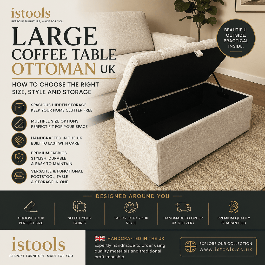 LARGE COFFEE TABLE OTTOMAN UK: HOW TO CHOOSE THE RIGHT SIZE, STYLE AND STORAGE - ISTOOLS