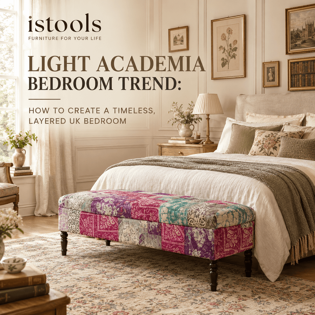 LIGHT ACADEMIA BEDROOM TREND: HOW TO CREATE A TIMELESS, LAYERED UK BEDROOM - ISTOOLS