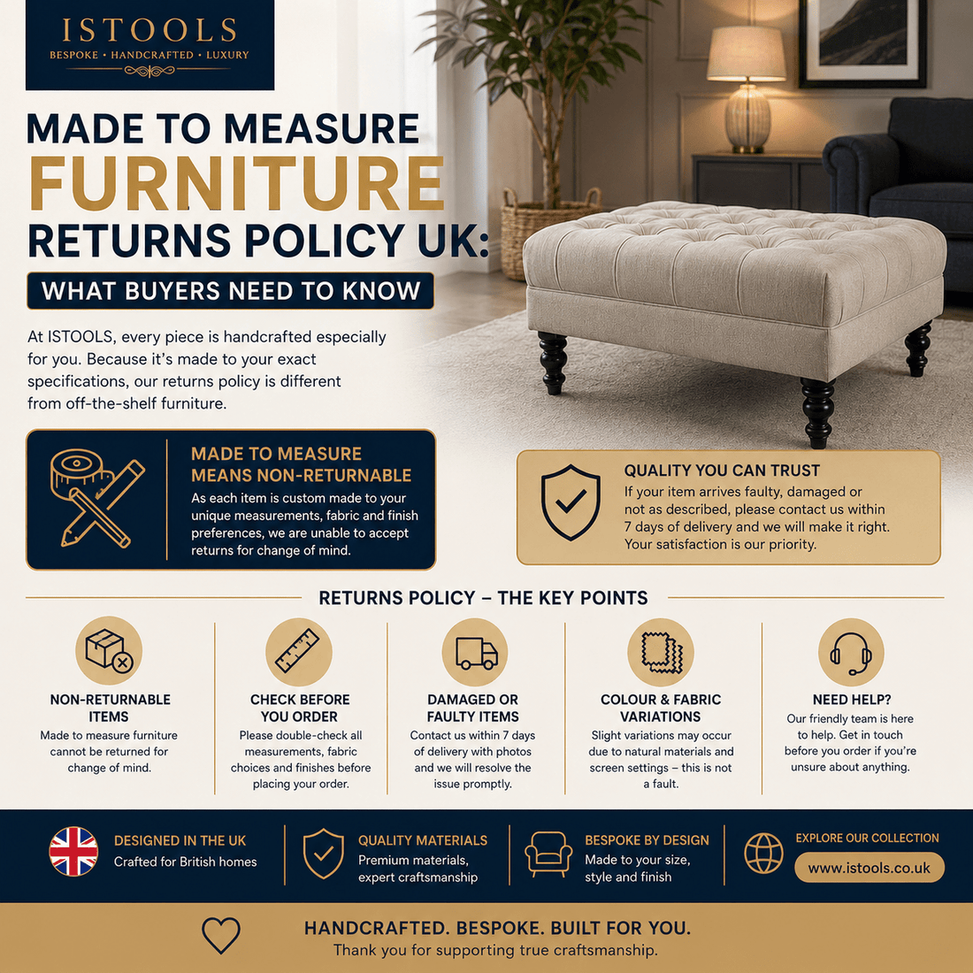 MADE TO MEASURE FURNITURE RETURNS POLICY UK: WHAT BUYERS NEED TO KNOW - ISTOOLS