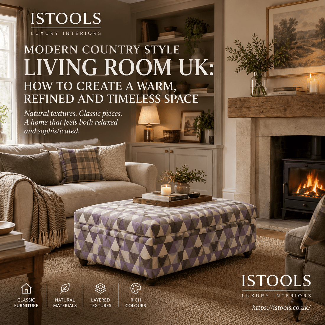 MODERN COUNTRY STYLE LIVING ROOM UK: HOW TO CREATE A WARM, REFINED AND TIMELESS SPACE - ISTOOLS