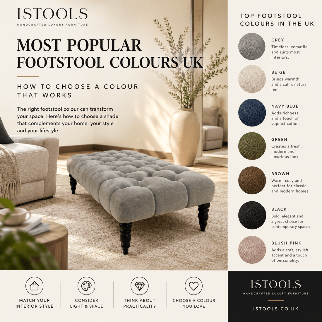 MOST POPULAR FOOTSTOOL COLOURS UK: HOW TO CHOOSE A COLOUR THAT WORKS - ISTOOLS