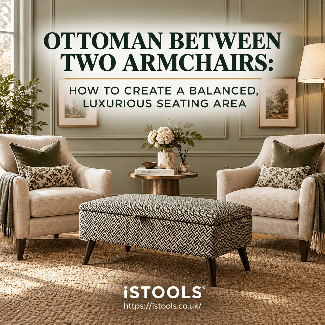OTTOMAN BETWEEN TWO ARMCHAIRS: HOW TO CREATE A BALANCED, LUXURIOUS SEATING AREA - ISTOOLS