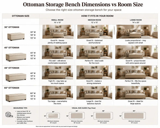 Ottoman Storage Bench Dimensions vs Room Size - ISTOOLS