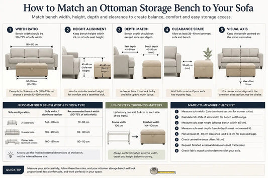 Ottoman Storage Bench Size and Sofa Pairing - ISTOOLS