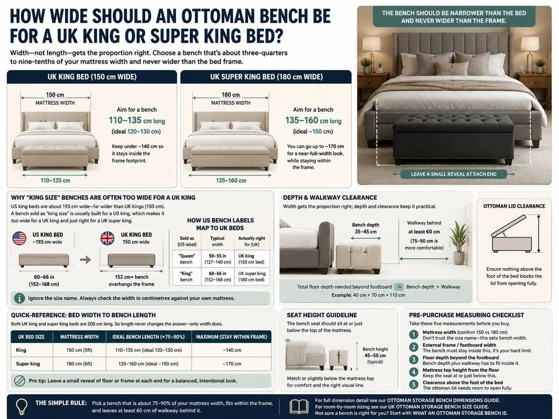 Ottoman Storage Bench: UK King & Super King Sizing Guide - ISTOOLS