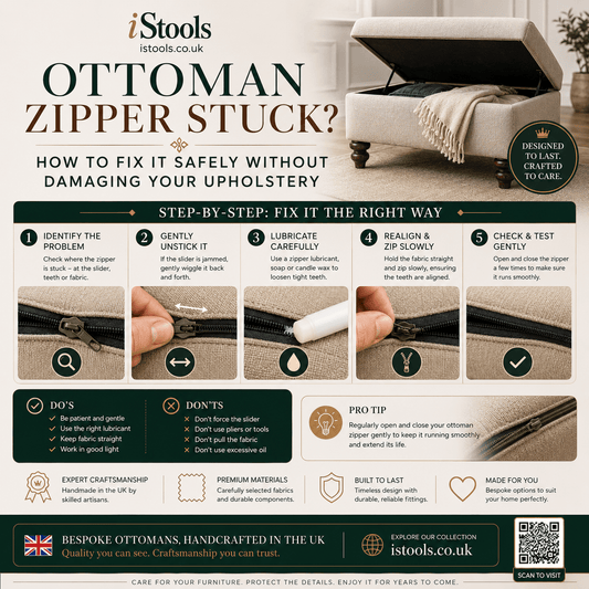 OTTOMAN ZIPPER STUCK? HOW TO FIX IT SAFELY WITHOUT DAMAGING YOUR UPHOLSTERY - ISTOOLS