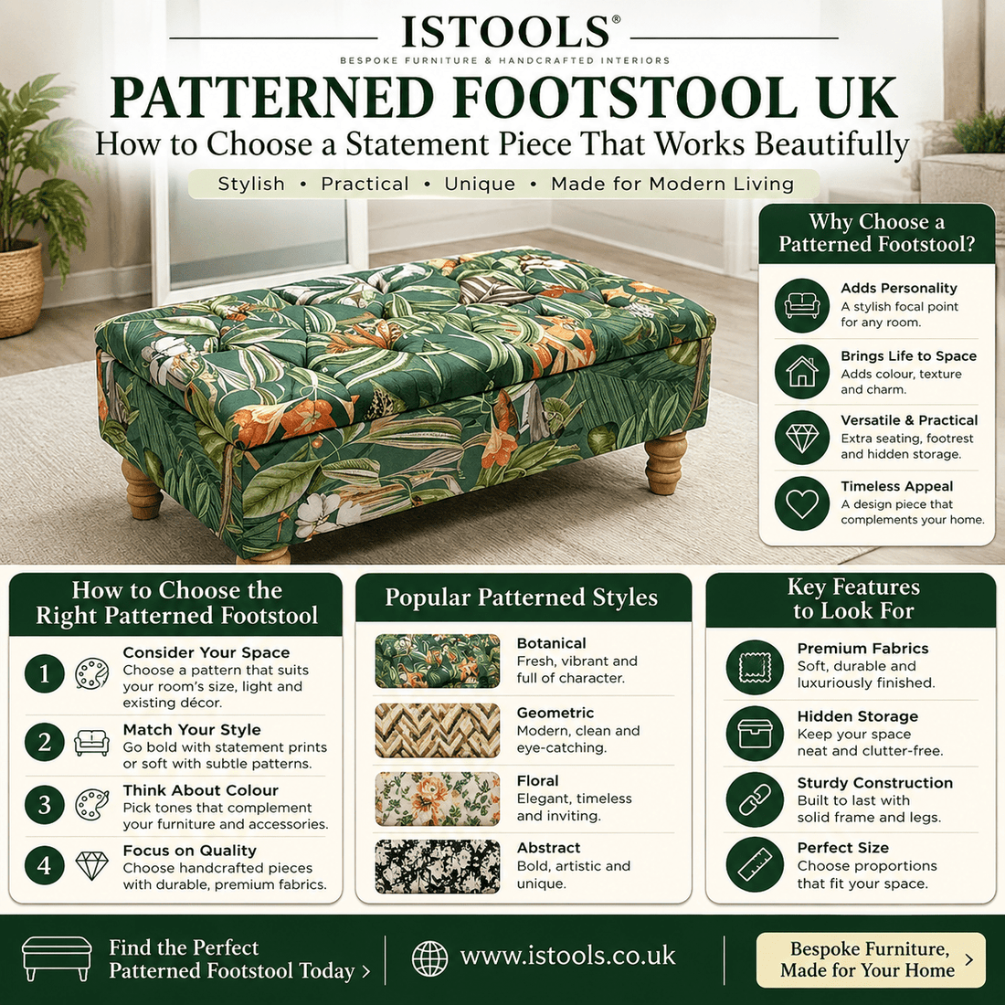 PATTERNED FOOTSTOOL UK: HOW TO CHOOSE A STATEMENT PIECE THAT WORKS BEAUTIFULLY - ISTOOLS