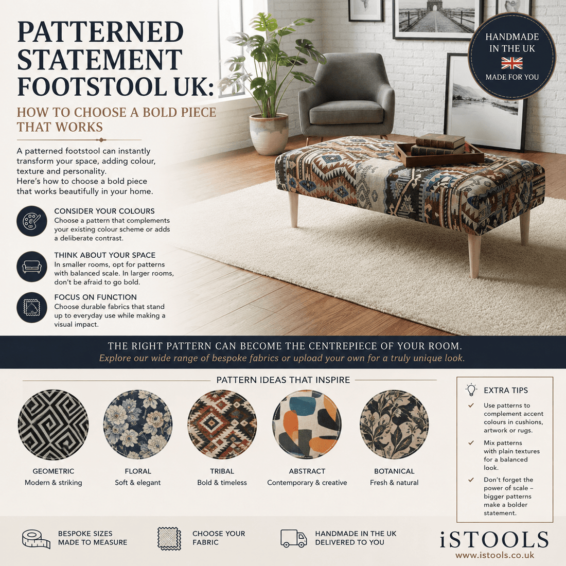 PATTERNED STATEMENT FOOTSTOOL UK: HOW TO CHOOSE A BOLD PIECE THAT WORKS - ISTOOLS
