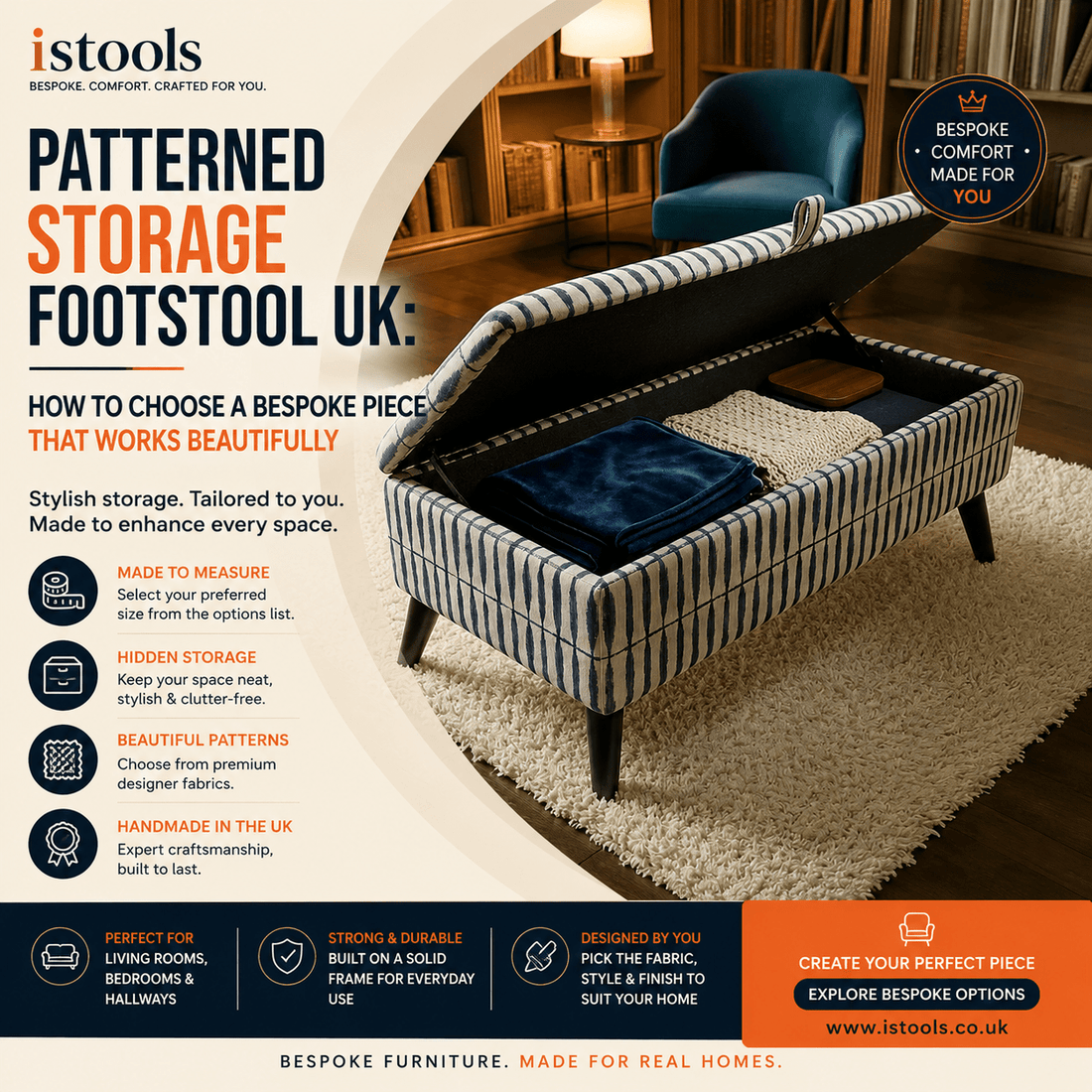 PATTERNED STORAGE FOOTSTOOL UK: HOW TO CHOOSE A BESPOKE PIECE THAT WORKS BEAUTIFULLY - ISTOOLS