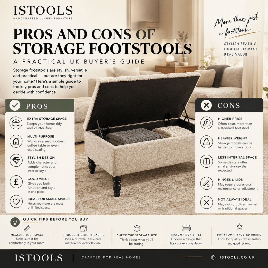 PROS AND CONS OF STORAGE FOOTSTOOLS: A PRACTICAL UK BUYER’S GUIDE - ISTOOLS