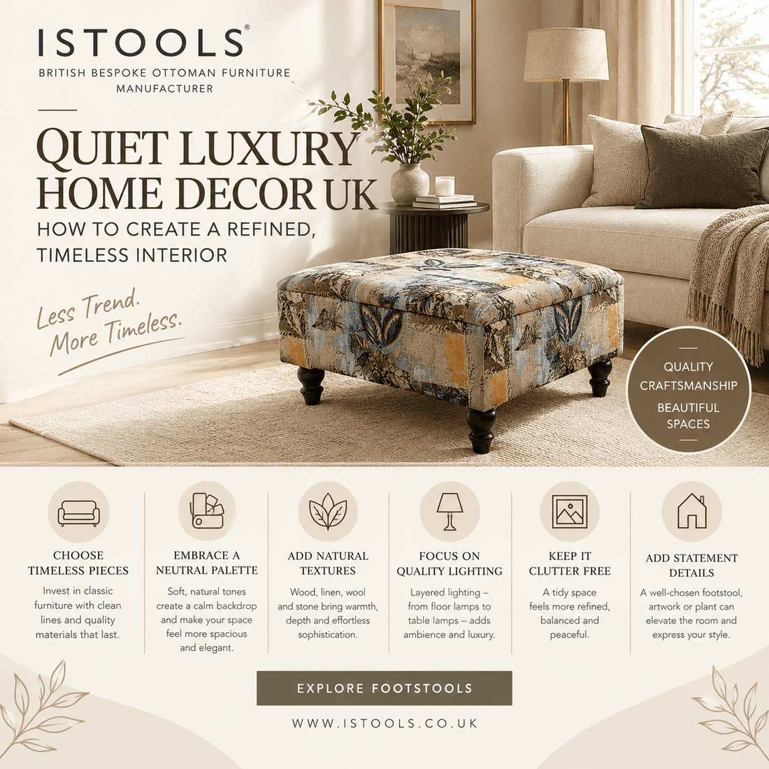 QUIET LUXURY HOME DECOR UK: HOW TO CREATE A REFINED, TIMELESS INTERIOR - ISTOOLS