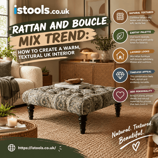 RATTAN AND BOUCLE MIX TREND: HOW TO CREATE A WARM, TEXTURAL UK INTERIOR - ISTOOLS