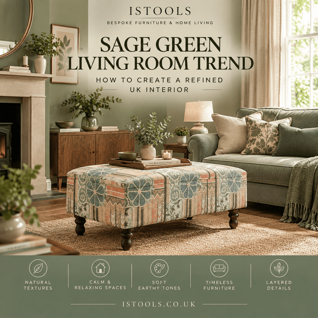 SAGE GREEN LIVING ROOM TREND: HOW TO CREATE A REFINED UK INTERIOR - ISTOOLS