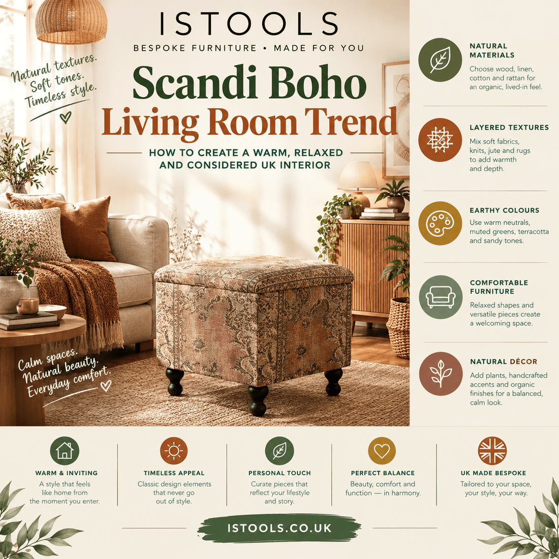 SCANDI BOHO LIVING ROOM TREND: HOW TO CREATE A WARM, RELAXED AND CONSIDERED UK INTERIOR - ISTOOLS