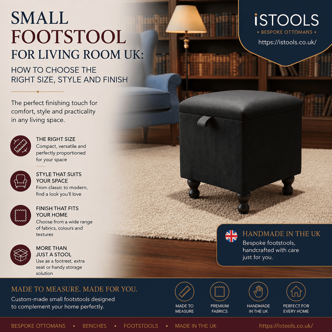 SMALL FOOTSTOOL FOR LIVING ROOM UK: HOW TO CHOOSE THE RIGHT SIZE, STYLE AND FINISH - ISTOOLS