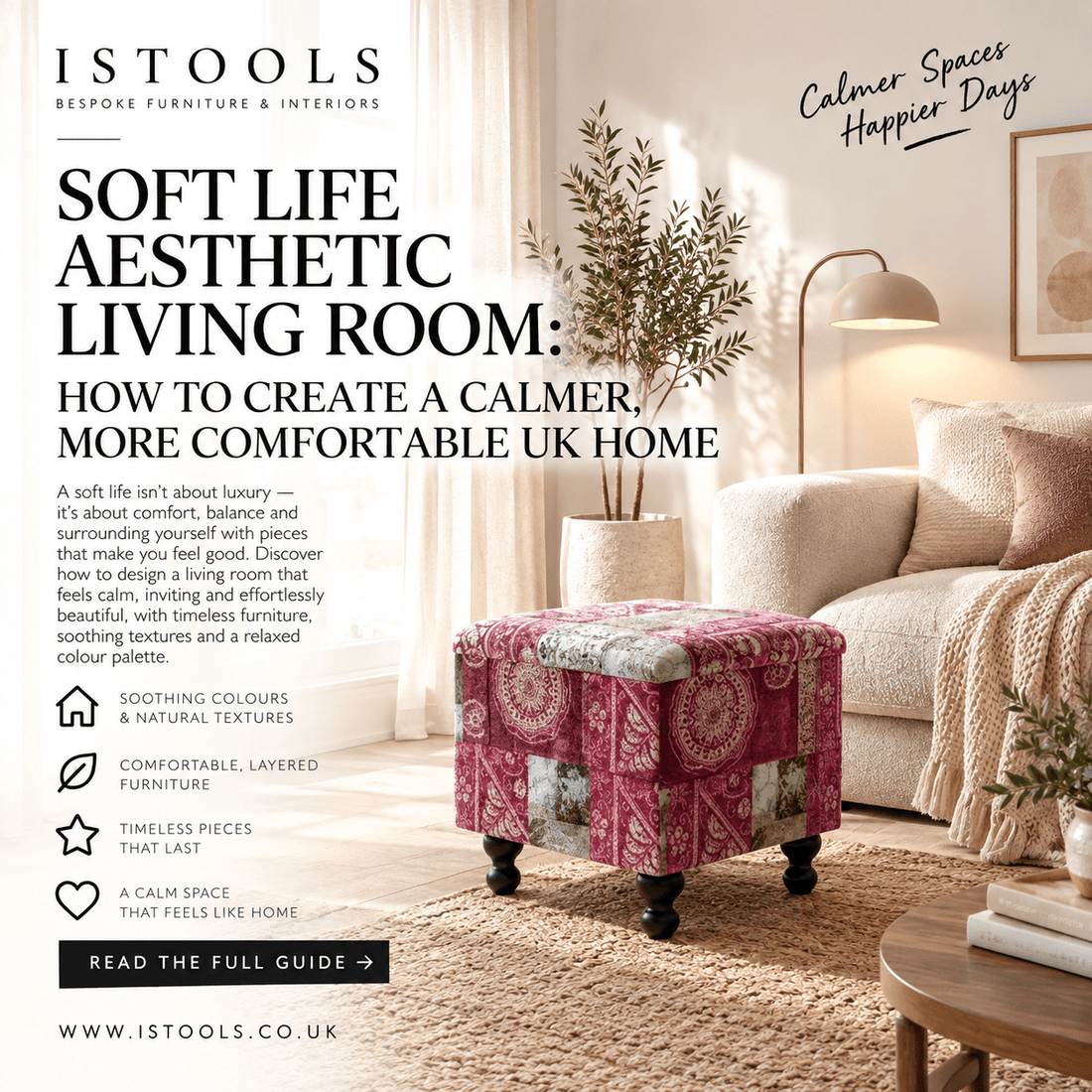 SOFT LIFE AESTHETIC LIVING ROOM: HOW TO CREATE A CALMER, MORE COMFORTABLE UK HOME - ISTOOLS