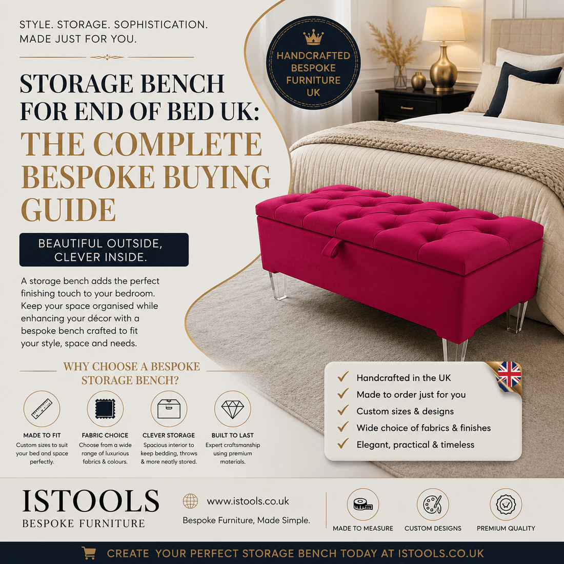 STORAGE BENCH FOR END OF BED UK: THE COMPLETE BESPOKE BUYING GUIDE - ISTOOLS