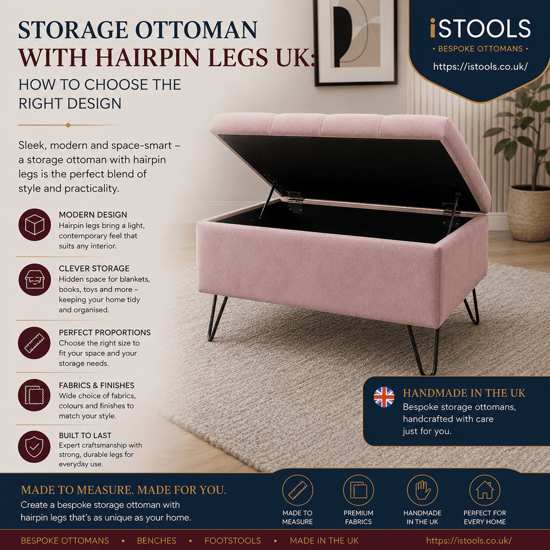 STORAGE OTTOMAN WITH HAIRPIN LEGS UK: HOW TO CHOOSE THE RIGHT DESIGN - ISTOOLS