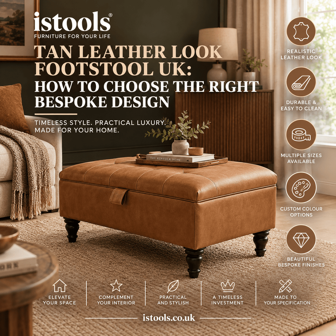 TAN LEATHER LOOK FOOTSTOOL UK: HOW TO CHOOSE THE RIGHT BESPOKE DESIGN - ISTOOLS