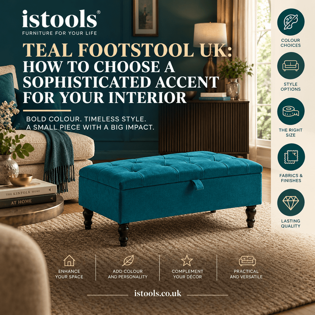 TEAL FOOTSTOOL UK: HOW TO CHOOSE A SOPHISTICATED ACCENT FOR YOUR INTERIOR - ISTOOLS
