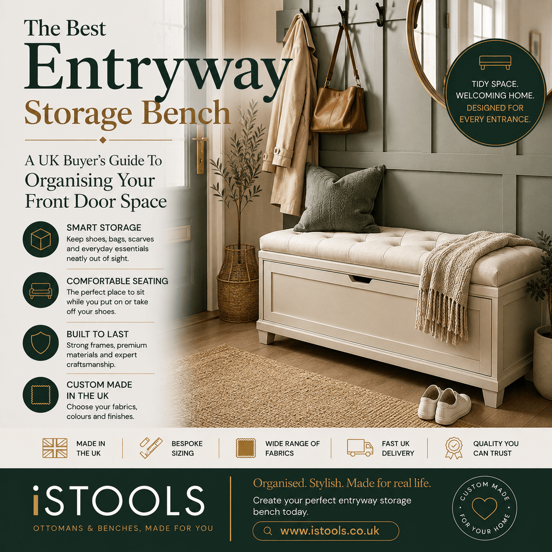 The Best Entryway Storage Bench: A UK Buyer's Guide To Organising Your Front Door Space - ISTOOLS