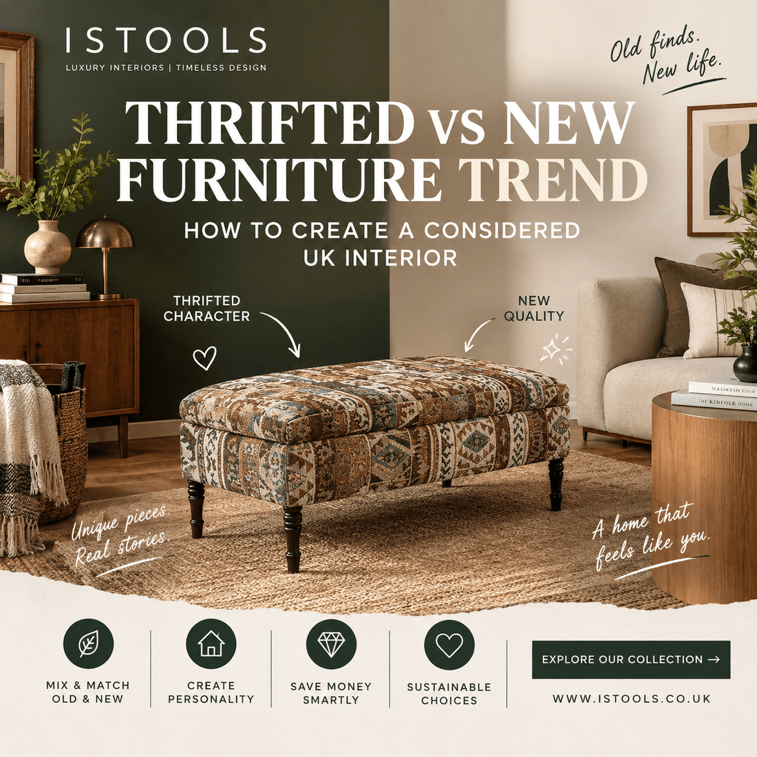 THRIFTED VS NEW FURNITURE TREND: HOW TO CREATE A CONSIDERED UK INTERIOR - ISTOOLS