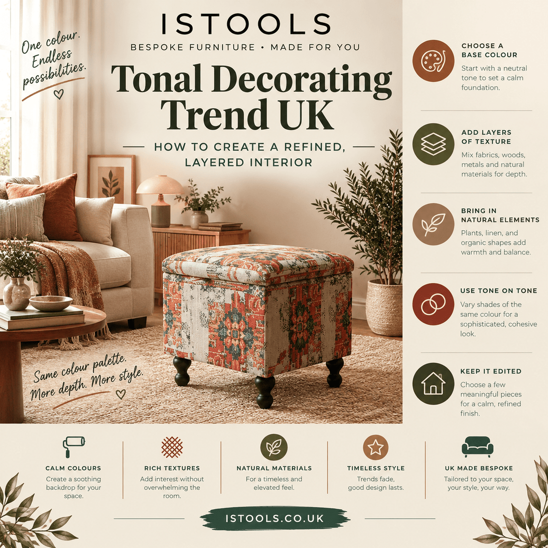 TONAL DECORATING TREND UK: HOW TO CREATE A REFINED, LAYERED INTERIOR - ISTOOLS