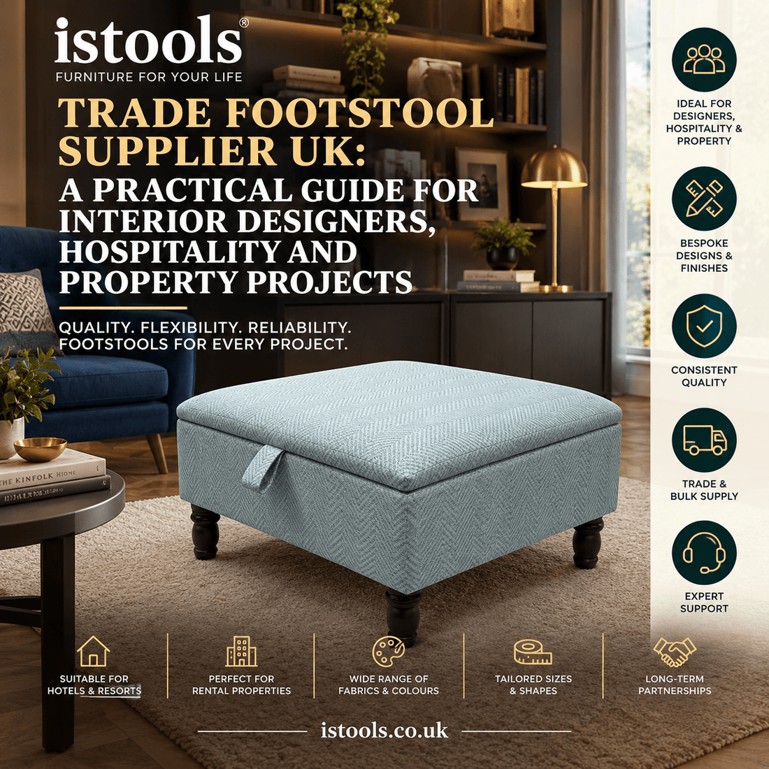 TRADE FOOTSTOOL SUPPLIER UK: A PRACTICAL GUIDE FOR INTERIOR DESIGNERS, HOSPITALITY AND PROPERTY PROJECTS - ISTOOLS