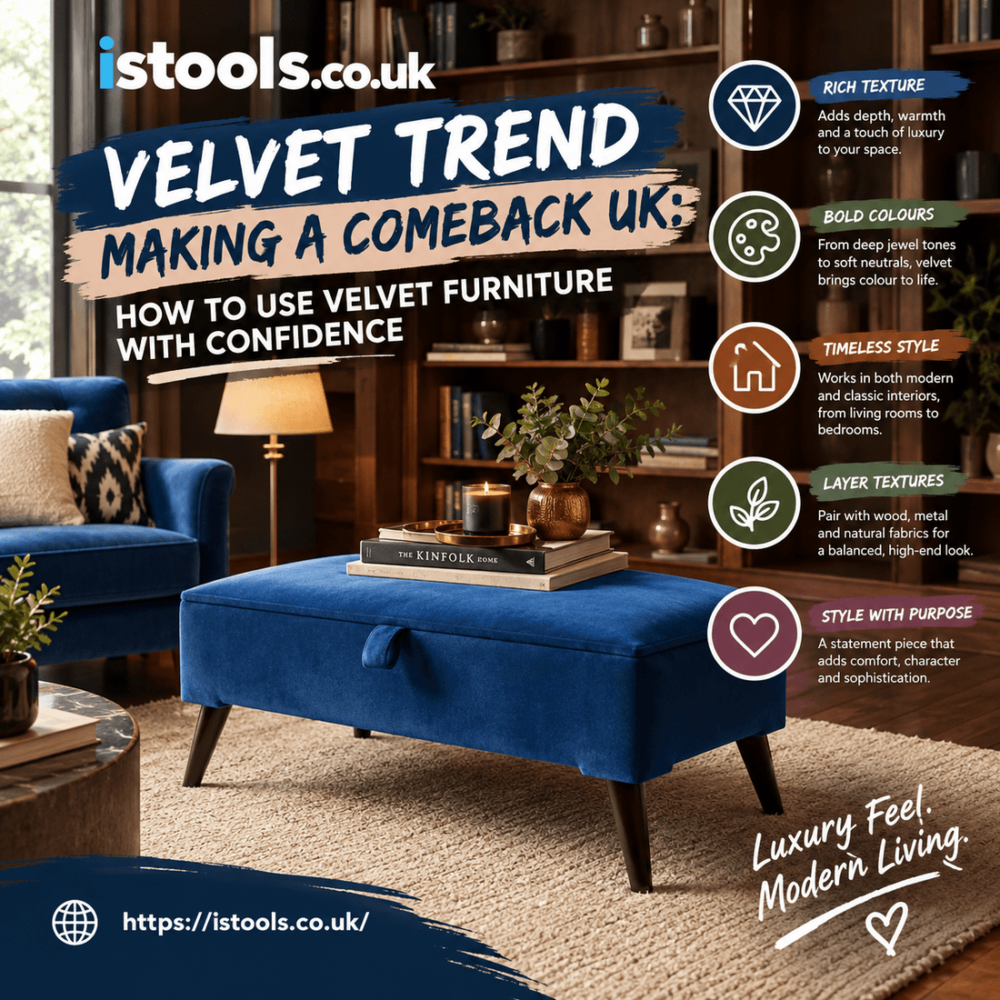 VELVET TREND MAKING A COMEBACK UK: HOW TO USE VELVET FURNITURE WITH CONFIDENCE - ISTOOLS