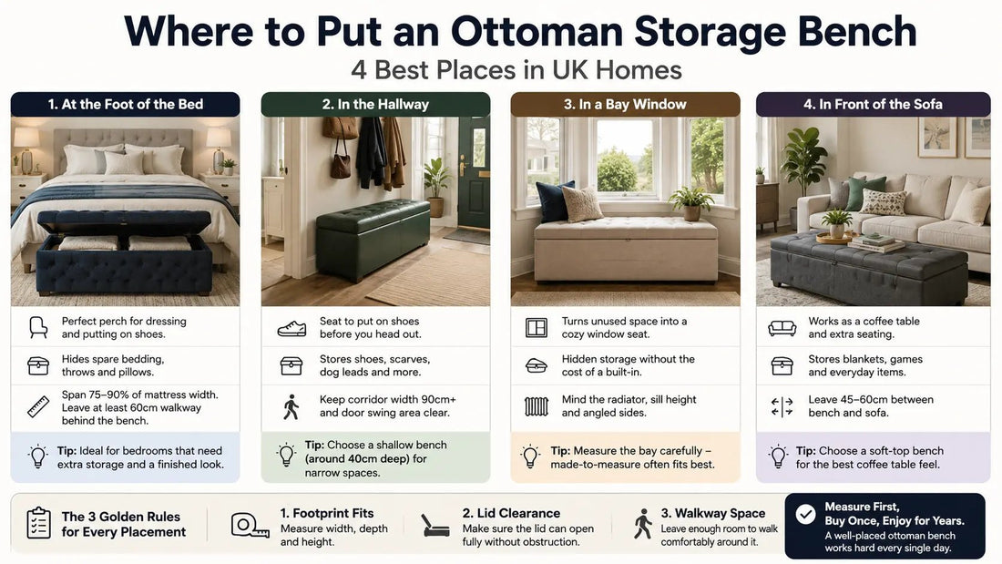 Where to Put an Ottoman Storage Bench | Bedroom, Hallway & Living Room - ISTOOLS