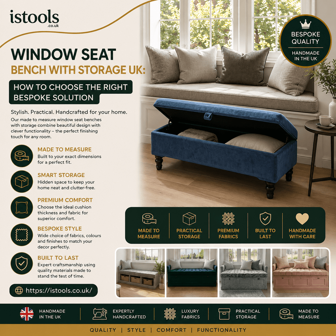 WINDOW SEAT BENCH WITH STORAGE UK: HOW TO CHOOSE THE RIGHT BESPOKE SOLUTION - ISTOOLS