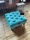 Aqua Square Coffee Table | Chesterfield Footrest | Blue Footstool Ottoman