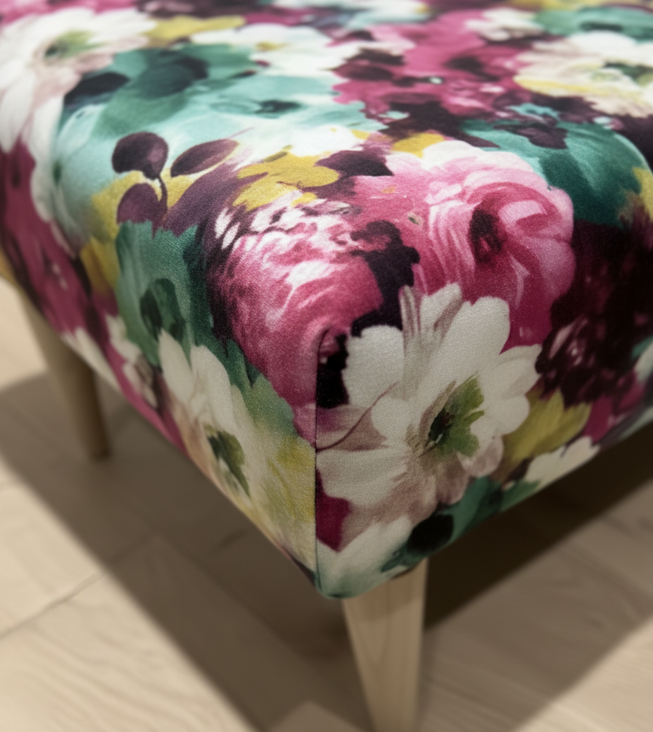 PREMIUM Belle floral printed Footstool window bay seat pouffe coffee table