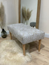 Premium floral patterned champagne Ottoman footstool