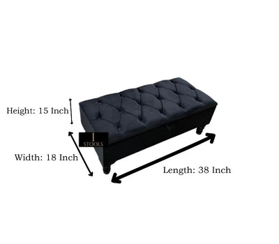 Boucle Teddy Black Ottoman coffee table Storage Bench | Black Bedroom Ottoman & Pouffe