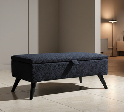 Boucle fabric Plain Ottoman Storage Bench | Ottoman Bench
