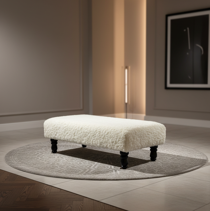 cuddle fabric off white footstool