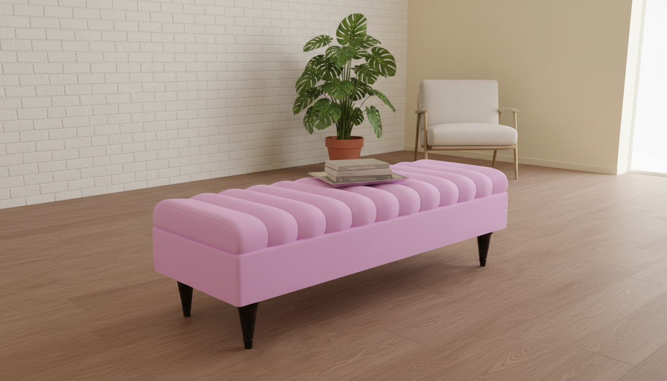 Romo Panel Storage Ottoman Bench Seat – Hidden Storage Coffee Table for Living Room UK (Available in Pink)