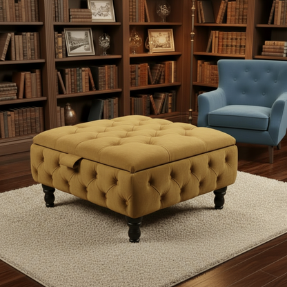Duck Egg Blue Velvet Chesterfield Ottoman Storage Coffee Table – Stylish Multifunctional Furniture