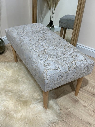 Premium floral patterned champagne Ottoman seat