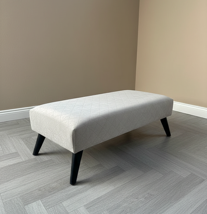 Premium off white creamy stitched design plain lid footstool bench or coffee table
