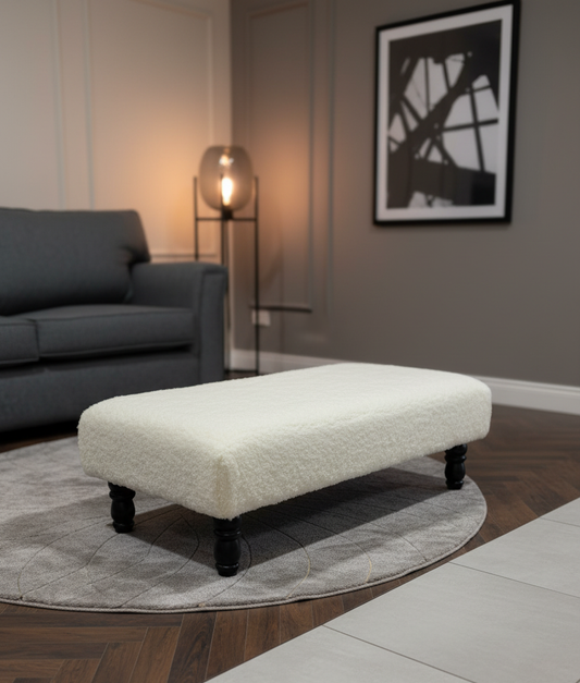 cuddle fabric off white footstool