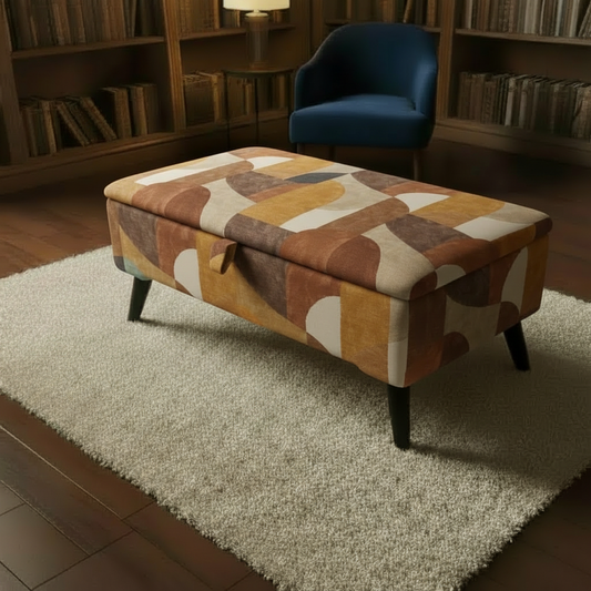 Boho Chic Long Ottoman – Multi-Toned Storage Bench & Blanket Box