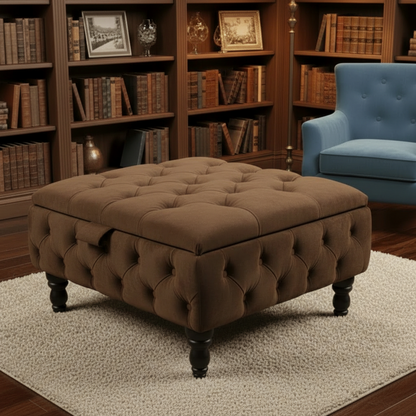 Duck Egg Blue Velvet Chesterfield Ottoman Storage Coffee Table – Stylish Multifunctional Furniture
