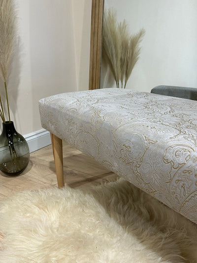 Premium floral patterned champagne Handmade footstool